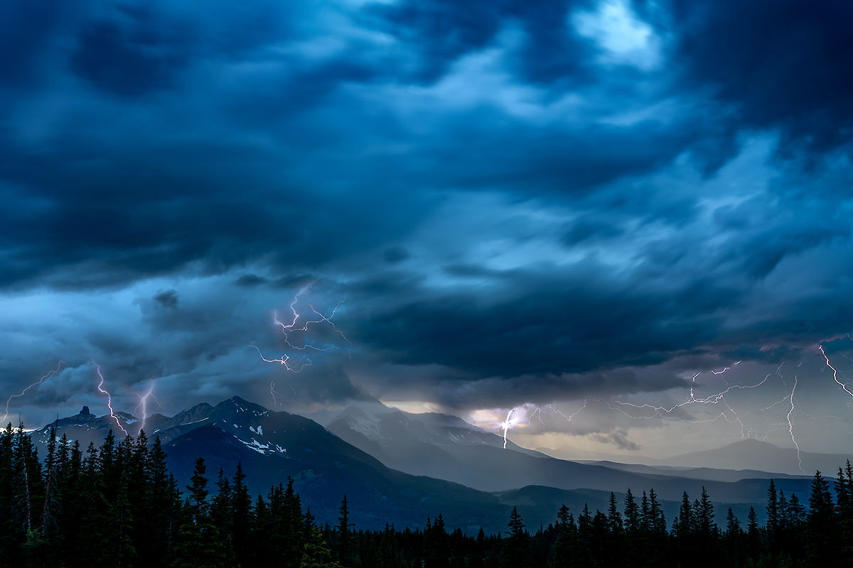 summer lightning storm in Telluride, CO